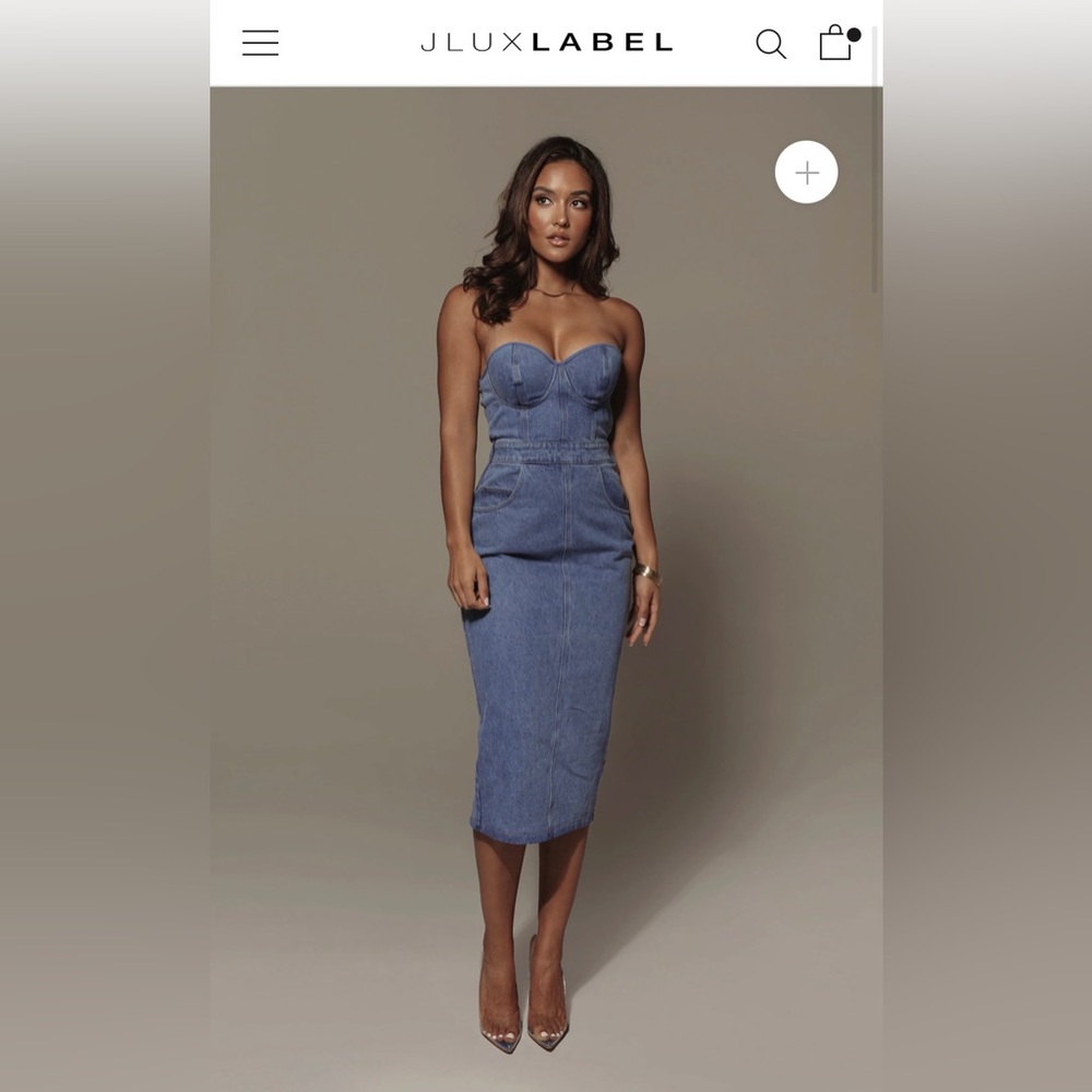 MEDIUM WASH IRENA DENIM MIDI DRESS - S